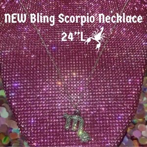 Scorpio Zodiac Sign Necklace Sterling Silver 925 Rhinestone Horoscope Birthday